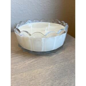 Soy candle in vintage Fostoria Coin pattern glass serving bowl